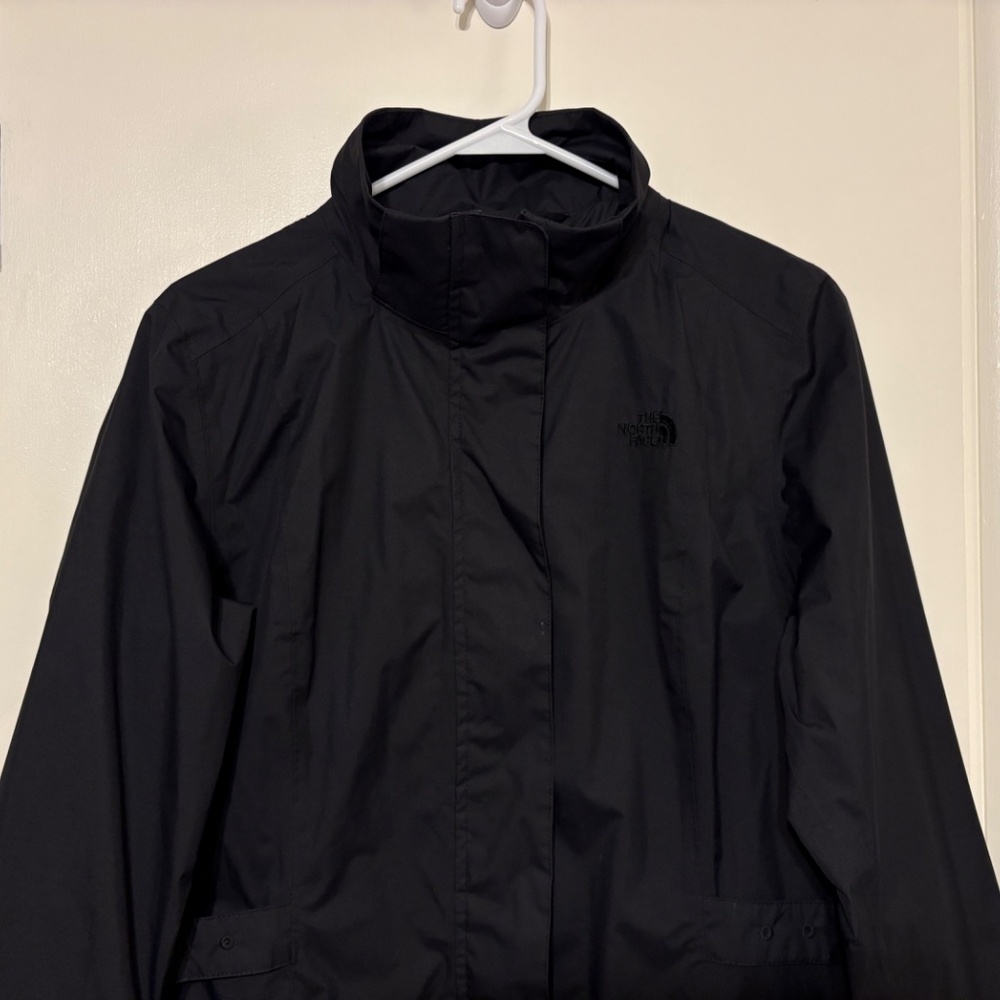The North Face Women's Tomales Bay Full-Zip Rain Jacket M Black Logo No Hood - Picture 2 of 10